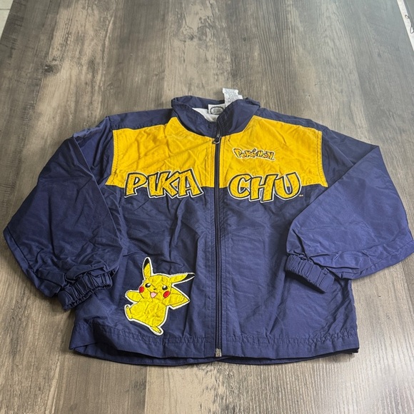 90’s/Y2K Pikachu Pokémon Licensed Kids Windbreaker Jacket-Blue and Yellow